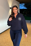 Half Zip '96' Printed Toggle Sweater