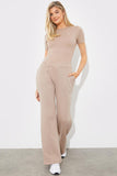 Jersey Embroided Crossover Wide Leg Seam Front Jogger