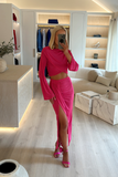 Acetate Slinky Wrap Co-Ord Midi Skirt