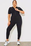 Short Sleeve Collared Half Zip Sculpt and Control Full length Unitard