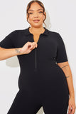 Short Sleeve Collared Half Zip Sculpt and Control Full length Unitard