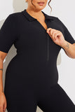 Short Sleeve Collared Half Zip Sculpt and Control Full length Unitard