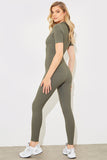 Short Sleeve Collared Half Zip Sculpt and Control Full length Unitard