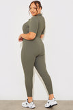 Short Sleeve Collared Half Zip Sculpt and Control Full length Unitard