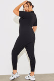 Short Sleeve Collared Half Zip Sculpt and Control Full length Unitard