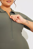 Short Sleeve Collared Half Zip Sculpt and Control Full length Unitard