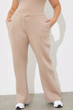Jersey Embroided Crossover Wide Leg Seam Front Jogger