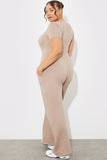 Jersey Embroided Crossover Wide Leg Seam Front Jogger