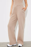 Jersey Embroided Crossover Wide Leg Seam Front Jogger