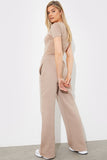Jersey Embroided Crossover Wide Leg Seam Front Jogger