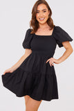 Cotton Poplin Shirried Bust Dress