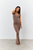 Sculpting Cap Sleeve Maxi Dress