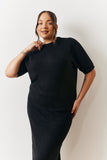 Black Short Sleeve Knitted Co-Ord Top
