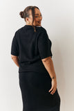 Black Short Sleeve Knitted Co-Ord Top