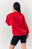 Red Crew Neck Embroidered Sweater