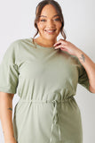 DRAWSTRING WAIST SPLIT HEM TSHIRT DRESS