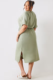 DRAWSTRING WAIST SPLIT HEM TSHIRT DRESS