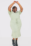 DRAWSTRING WAIST SPLIT HEM TSHIRT DRESS