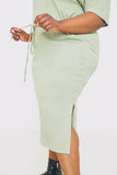 DRAWSTRING WAIST SPLIT HEM TSHIRT DRESS