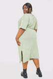 DRAWSTRING WAIST SPLIT HEM TSHIRT DRESS