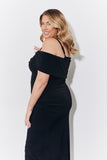 Black Magic Sculpting Strappy Bardot Midi Dress