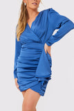 Satin Ruched Drape Mini Dress