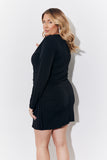 Black Magic Sculpting Drape Detail Long Sleeve Mini Dress