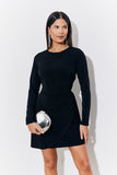 Black Magic Sculpting Drape Detail Long Sleeve Mini Dress