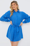 Textured Belted Shirt Dress