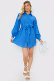 Textured Belted Shirt Dress