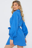 Textured Belted Shirt Dress