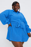 Textured Belted Shirt Dress