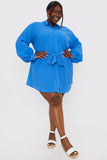 Textured Belted Shirt Dress
