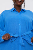 Textured Belted Shirt Dress