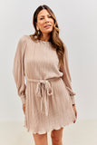 Plisse Belted Mini Dress