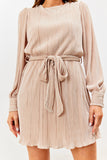Plisse Belted Mini Dress