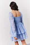 Shirred Bust Tiered Mini Dressw/Ith Contrast Trim