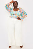 Blurred Floral Milkmaid Shirred Sleeve Top