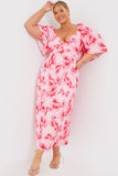 PINK FLUTTER MIDI DRESS
