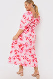 PINK FLUTTER MIDI DRESS