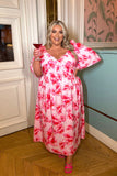 PINK FLUTTER MIDI DRESS