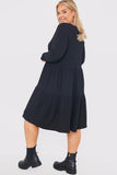 V neck Textured Smock Dress