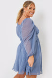 DOBBY BALLOON SLEEVE MINI DRESS