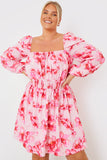 FLORAL PRINT SHIRRED BUST MINI DRESS