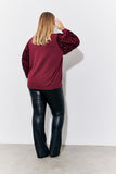 Burgundy Sequin Balloon Sleeve Knit Jumper