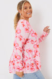 Floral V-Neck Long Sleeve Smock Top