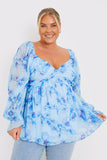 FLORAL RUCHED BUST SMOCK TOP