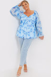 FLORAL RUCHED BUST SMOCK TOP