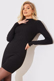 High Neck Variegated Rib Mini Dress