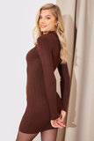 High Neck Variegated Rib Mini Dress